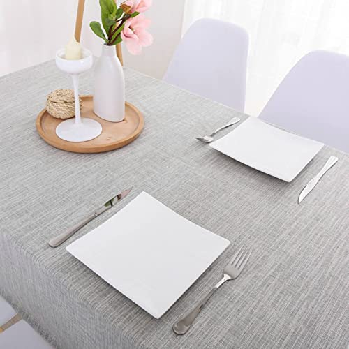 EHOMERY Geburtstag Tischdecke Junge Stoff Tischtücher Zum Besticken Einfache Reine Farbe Tischdecke Leinen Quadratisch Table Cloth Long Hellgrau Tischschutz Dekoration 130X200Cm