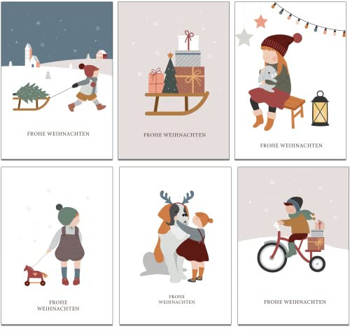 36 x Weihnachtskarten mit Umschlag - Frohe Weihnachten Karten aus Recyclingpapier (36 Stück)