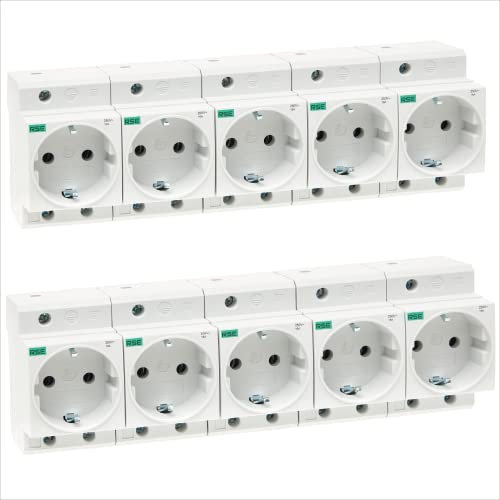RSE Lot de 10 prises encastrables 230 V/16 A pour rail DIN - Compteur - Montage de distribution