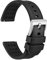 WOCCI 22mm Rallye Uhrenarmband, FKM Gummi Armband, Schnellverschluss, Silberne Gebürstete Schnalle (Schwarz)
