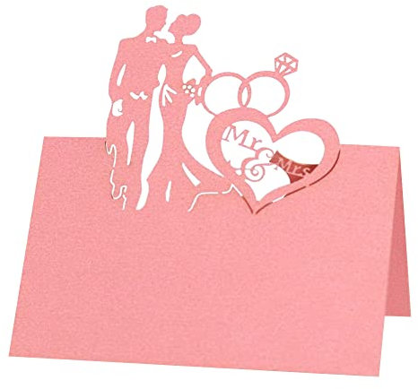 Uposao 50 Stück Tischkarten Hochzeit, Hohle Schmetterling Platzkarten Grußkarten zum Beschriften Namenskarten Namenschilder Sitzplatzkarten Blanko für Hochzeit Tischdekoration,Rosa