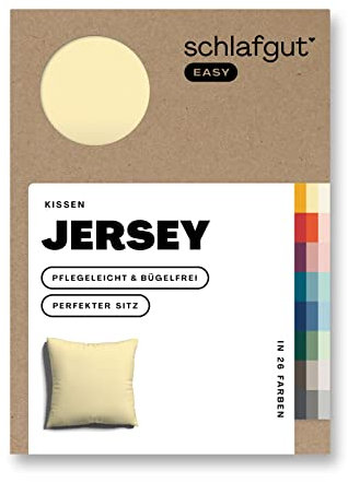 Schlafgut Easy Jersey Kissenbezug 80x80 cm Yellow Mid mit 100% Baumwolle, superweicher & atmungsaktiver Kopfkissenbezug