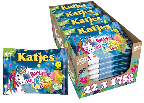 Katjes Party Wunderland Vorratspack – Fruchtgummi Vorrats-Box in magischen Formen und Farben, fruchtiger Mix in unterschiedlichen Geschmacksrichtungen, vegan, 22 x 175 g