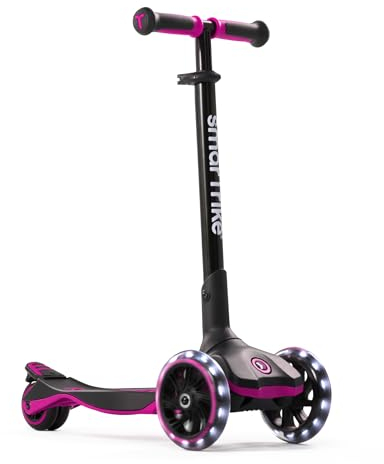 smarTrike Xtend Kickboard - XL LED Räder Lean-to-Steer Faltbarer Roller für Kinder Alter 3-12 Jahre Rosa