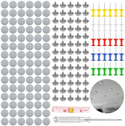 90 Pcs Dachhimmel Reparatur Set,dachhimmel reparatur set, Auto Dachhimmel Reparatur Nieten, KFZ Dachhimmel Reparatur Nieten, mit Stecknadeln Schraubendreher Maßband für Mehrheit Autos (90)