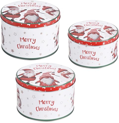 matrasa Keksdose Wichtel Nikolaus Schneemann 3er Set - Plätzchendosen Gebäckdose Blechdose Weihnachten