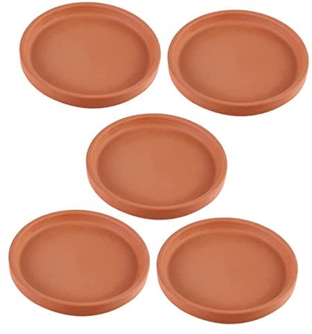 Sosoport Lot De 5 Plateaux pour Pots De Fleurs en Terre Cuite Assiettes Rouges pour Pots De Fleurs Aspect Naturel Faciles À Nettoyer Et À Ranger