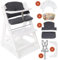 hauck Seggiolone Pappa Alpha Plus con Vassoio per Giochi in Legno, Cuscino - Seggiolone Evolutivo Legno dai 6 mesi - Bianco, Grigio scuro
