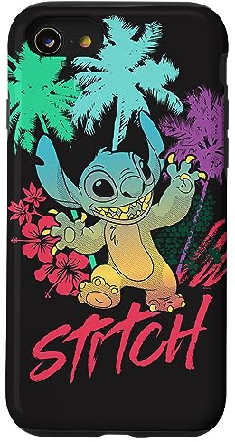 Coque pour iPhone SE (2020) / 7 / 8 Disney Stitch Beach Vibes Hawai'i Hibiscus Fleurs et palmiers