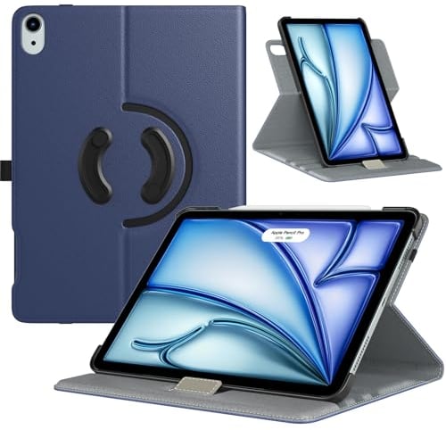 TiMOVO Drehbare Hülle für iPad Air 11 Zoll M3/M2 (2025/2024)/iPad Air 5. Gen. 2022/iPad Air 4. Gen. 2020 10,9 Zoll,um 90 Grad drehbare Schutzhülle mit Stand, Marineblau