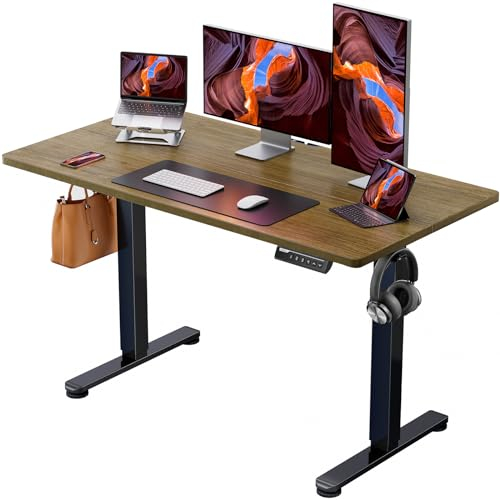 ErGear Electric Standing Desk Height Adjustable 120 x 60cm, Sit Stand Desk with 4 Memory Smart Pannel for Home Office with Splice Board