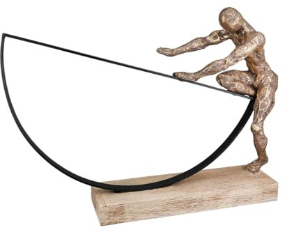 Casablanca Deko Figur Skulptur - Mann Dekofigur aus Aluminium Holz Farbe: Bronze Schwarz - Dekoration Geschenk Motivation Höhe 29,5 cm