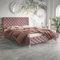 MOTIVENA Gloria Chesterfield Bett 180x200, Polsterbett 180x200 mit Füßen, Polsterbett 180x200 ohne Bettkasten, Polsterbett 180x200 Samt, mit Lattenrost, mit Kopfteil, ohne Matratze, Rosa Pink
