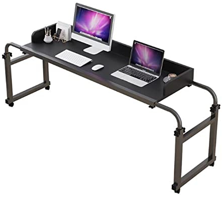 Überbetttisch mit Rollen für Doppelbetten/Queensize-Betten, Überbetttische, Steharbeitsplatz, Essenstablett, Schreibtisch, Rolltisch für Einzel-/Doppel-/Queensize-/Kingsize-Bettrahmen (C)