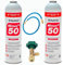 REPORSHOP - 2 Botellas Gas Minus 50 375Gr + Valvula + Manguera Sustituto R22 R404a R407C R502 Freeze Organico