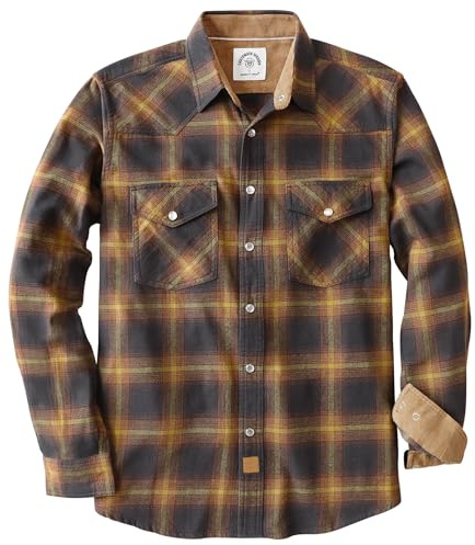 Dubinik® 6 oz Camicia Uomo Flanella Camicia Pile Cotone Western Cowboy Bottone di Perla Manica Lunga Pesante Quadri Vintage