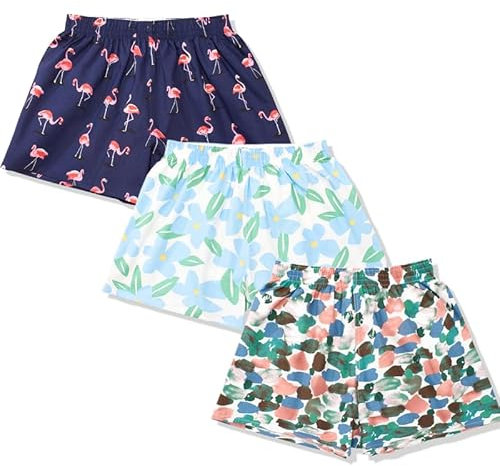 Hialegion Damen Baumwolle Schlafanzughose Boxershorts Damen Gummiband Hotpants Sommer Going out Freizeithose Pyjama Shorts Weite Kurze Hosen 3er-Pack XL