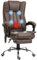 Vinsetto Office Chair with Massage and Heat, Microfibre Reclining Computer Desk Chair with Footrest and Adjustable Height, Swivel Wheels for Home Office, Dark Brown