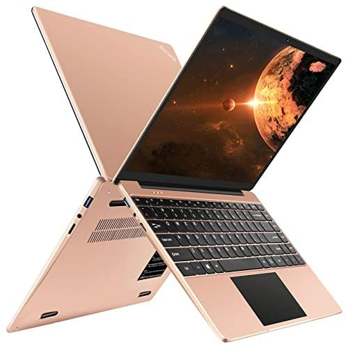 AOCWEI Ordinateur PC Portable 14 Pouces Win 11 Pas Cher 256Go Celeron N4020 Up to 2.8Ghz Expansible 1To Stockage 1080p 5G WiFi BT4.2 inclut Souris sans Fil&AZERTY Clavier Couverture-Or