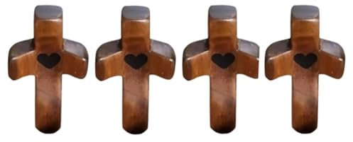 4 Stück Geschnitztes Holzkreuz, Ermutigungsgeschenk, Geschnitztes Holzkreuz, Handgeschnitztes Liebeskreuz Aus Mit Herzen, Liebeskreuze Mit Herzen, Ermutigungsgeschenk