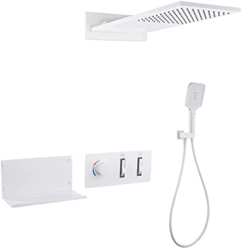 TATITZRO Duschsystem, wandmontierte Duscharmatur-Sets komplett für Badezimmer mit Regenduschkopf und 3 Funktionen, Handbrause-Set, Duscharmatur-Set mit Ventil und Verkleidung, Duschs