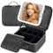 Travel Makeup Bag with LED Mirror,Travel Makeup Organizer with Removable LED Mirror,Makeup Case with Lighted Mirror 3 Color Setting,Waterproof Makeup Box,Black