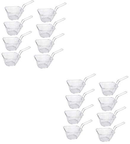 Zerodeko 2 Sätze Pommes-frites-korb Fritteuse Liner Backofen-grillrost Herd Fritten Netz Braten Weidenkorb Brotkorb Zum Servieren Brotkörbe Backbleche Rostfreier Stahl Silver 8 Stück * 2