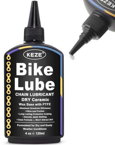 Keze Dry Bike Chain Lube MTB Mountain Bicycle Chain Oil Ceramic Bike Lube with PTFE Ebike Lubricant Against Wear, Reduces Friction Noise & Chainsuck, for Dry and Dusty Weather Conditions, 120 ml