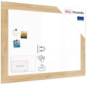 ALLboards Magnetisches Whiteboard, trocken abwischbar PREMIUM 120x90 cm, massiver Rahmen im Eichendesign