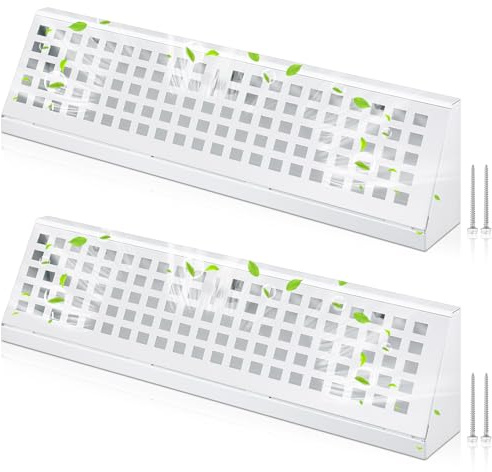 Yaocom 2 Pcs 18 Inch Baseboard Register Vent Duct Opening Size Vent Covers for Home Floor Diffuser Wall Corner Baseboard Air Covers Floor Diffuser Including Screws Easy Installation, White