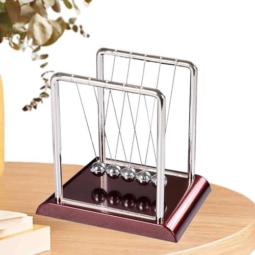 Newton's Cradle Large Beads - 5 Ball Pendulum Scale, Classic Science Motorcycle Toy | Swing Physics Gadget for Office Desk, Kinetic Energy Display, S Decorations