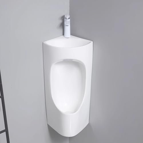 Cerámica Urinarios de esquina de pared para hombres,Urinarios comerciales de alta eficiencia con descarga de inodoro,Urinarios masculinos a prueba de fugas con grifo extraíble,Para hogares, hoteles