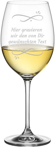 Weinglas mit Gravur personalisiert - 460 ml Weißweinglas mit Wunschtext - Individuelles Wein-Glas - Personalisierbares Geschenk für Weinliebhaber, Männer & Frauen