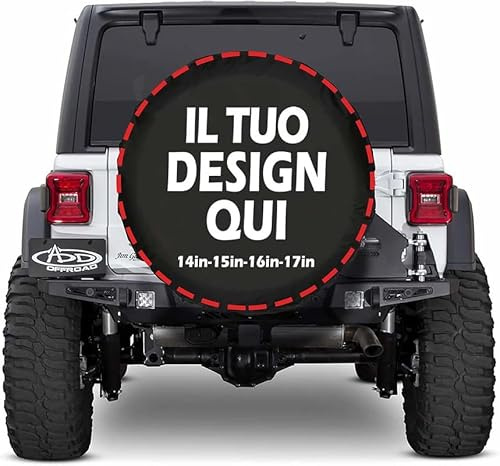 Copriruota di scorta Personalizzato su Misura con Foto Testo personalizzata logo copri ruota di scorta Idrorepellente fermacorda per Ruote Copertura Protettiva in Ecopelle 14 inch