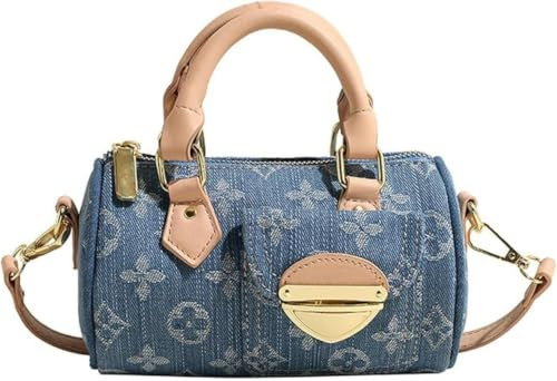 Nogkdyc Crossbody Taschen für Frauen Washed Denim Dumpling Bag Vintage Trendige Handtasche für Damen