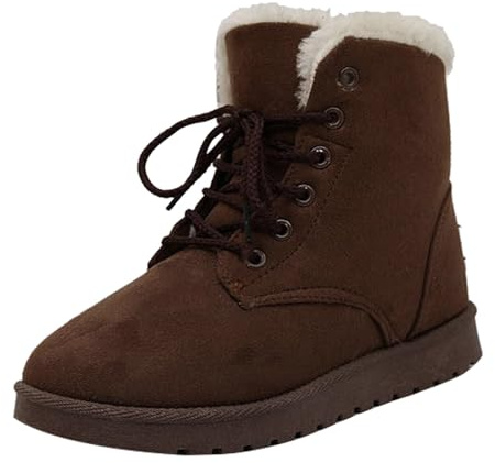 Women'S Winter Boots Winter Boots for Women UK Wide Fit, Waterproof Ankle Snow Booties with Non-Slip Ice Traction, Thermal Faux Fur Lining & Side Zipper Womens Waterproof
