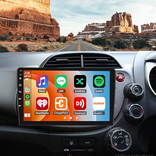 [2G+64G] Android 15 2 Din Car Radio for Honda Fit 2007-2013 with Carplay Android Auto, 10 Inch Touchscreen Car Stereo with Bluetooth FM RDS GPS WiFi Mirror Link Split Screen Backup Camera