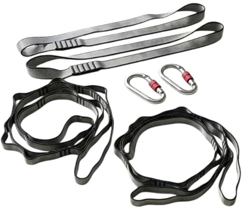 RigPunkt Aerial Yoga 2-Punkt-Aufhängungs-Set – 2x Daisy Chains, 2x Karabiner, 2x Schwerlast Rundschlingen – höhenverstellbar geeignet für Yogatuch & Aerial Tuch & Babyschaukel & Kuscheltuch