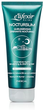 E'LIFEXIR Nocturslim – Intensiv Fettverbrennende Creme | Nacht Lipo-Sculpting Reduktionsgel | Entwässernd, Anti-Cellulite und Starke Straffung | Frischegefühl und Schnelle Absorption | 200 ml