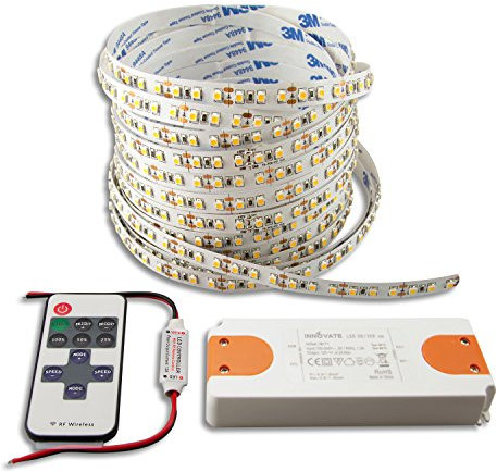 Innovate® LED Strip SET | 12V | 9,6W/m | inklusive Mini Funk Dimmer + Trafo ECO | Transformator für LED Stripes | Driver | Netzteil | Flexband | LED Streifen |