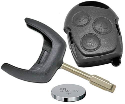 Auto Schlüssel Funk Fernbedienung 1x Gehäuse + 1x Rohling Tibbe FO21 + 1x CR2032 Batterie für Ford