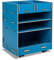 Modulor Kinder-Rollcontainer aus beschichtetem MDF, Schreibtisch Rollschrank (BxHxT: 38 x 49 x 34 cm) mit Zwei Schubladen und DREI Fächern, blau
