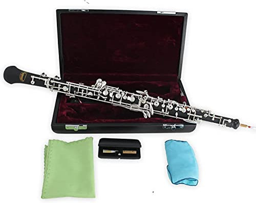 eastman EOB-501 Oboe in C, halbautomatisch, Konservatoriummodell, mit 3 Oktavklappen, allen Trillern, Tief-B-Resonanzklappe, Silber, Schwarz