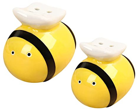 SM SunniMix Niedliche Pfefferstreuer, Salz und Pfefferstreuer Keramik Bunt, Frühstück Salzstreuer Bienen Dekoration, Gewürzstreuer Salzstreuer für Freunde Familien Hochzeit Geschenk