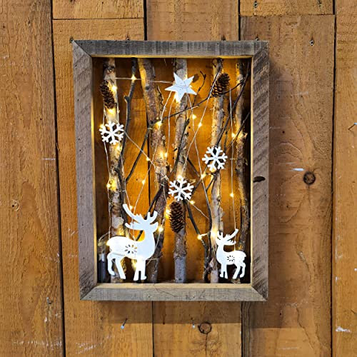 DARO DEKO Wandbild aus Holz beleuchtet 30 LED - 30 x 42,5cm