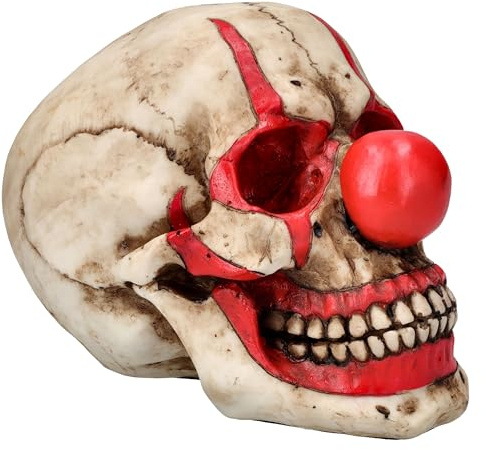 Pacific Giftware Gruseliger Horror-Clown Totenkopf Figur in Knochenfarbe, Handbemalt, Polyresin, 12.5cm, Schädel Clown Skull