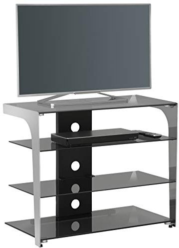 MAJA Möbel Media Modelle Glas TV-Rack, Metall Chrom-Rauchglas, One Size