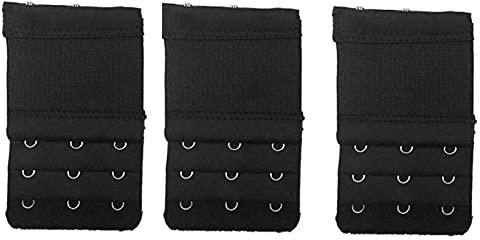 Yesmin Pack of 3 Bra Strap Extenders Extensions Elastic Extender Set 3 Hooks (Black)