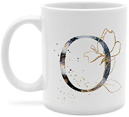 printplanet - Tasse mit Buchstabe: O - Kaffeebecher, Mug, Becher, Kaffeetasse, Beidseitiger Druck - Farbe Weiß