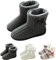 GURGER Chausson Montant Femme Fourrure Chaud Hiver Chaussons Bottes Pantoufles Bottines Peluche Doublé Maison Slipper Gris Taille 37 38